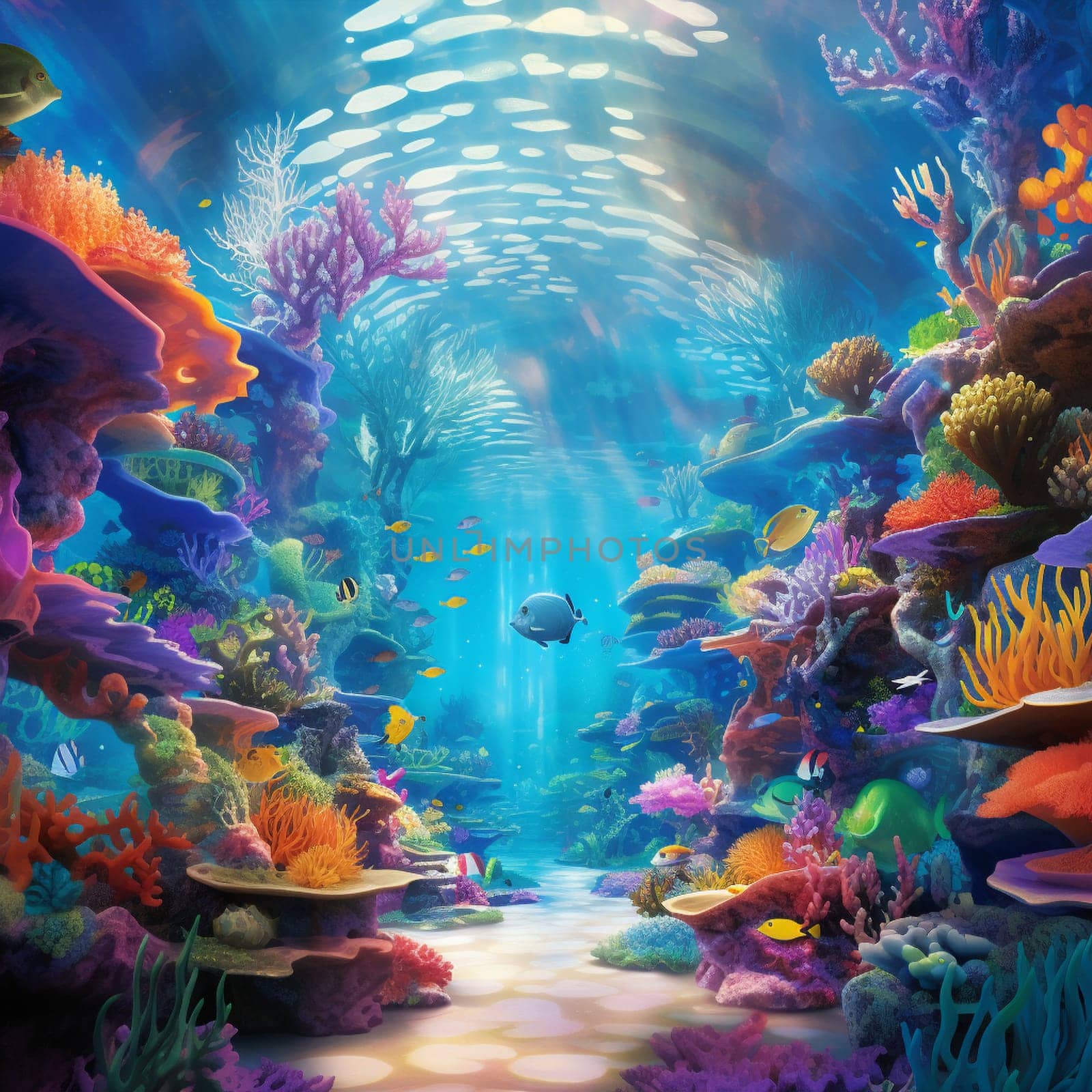 Dive into the mesmerizing beauty of an underwater paradise with this enchanting image titled Oceanic Euphoria. Immerse yourself in the tranquility and serenity of a majestic coral reef, teeming with vibrant marine life. Experience the kaleidoscope of colors as exotic fish gracefully swim through the crystal-clear waters. Bask in the ethereal glow created by the sunlight piercing through the shimmering waves, casting a magical atmosphere on the surrounding vegetation. Let this image transport you into a state of pure bliss, evoking a longing to explore the depths of our oceans where hidden treasures await.