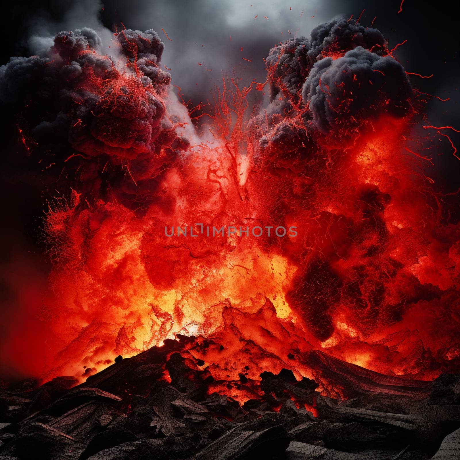 Firestorm Burst: Vivid and Dynamic Image of an Intense Volcanic Eruption by Sahin