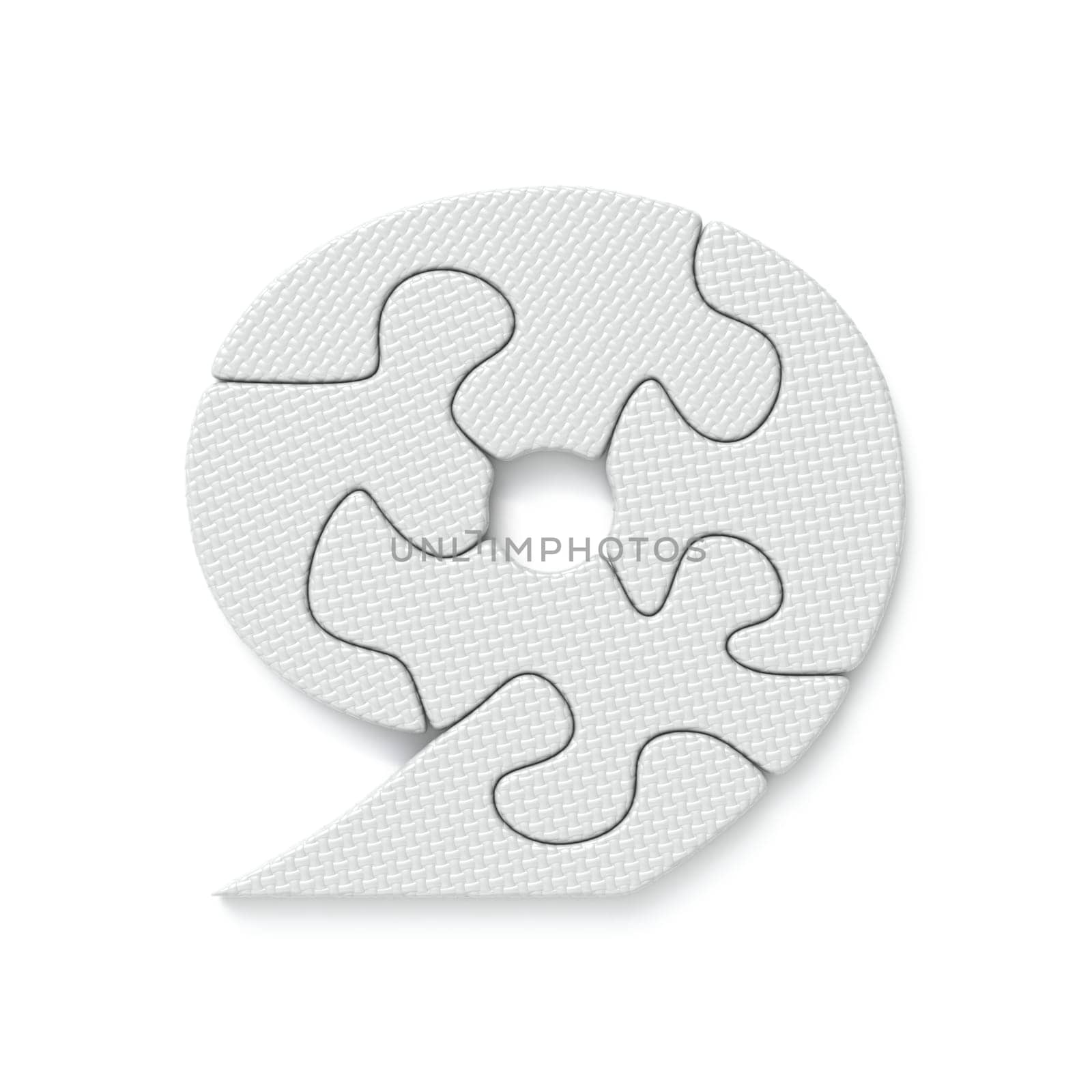 White jigsaw puzzle font Number 9 NINE 3D by djmilic