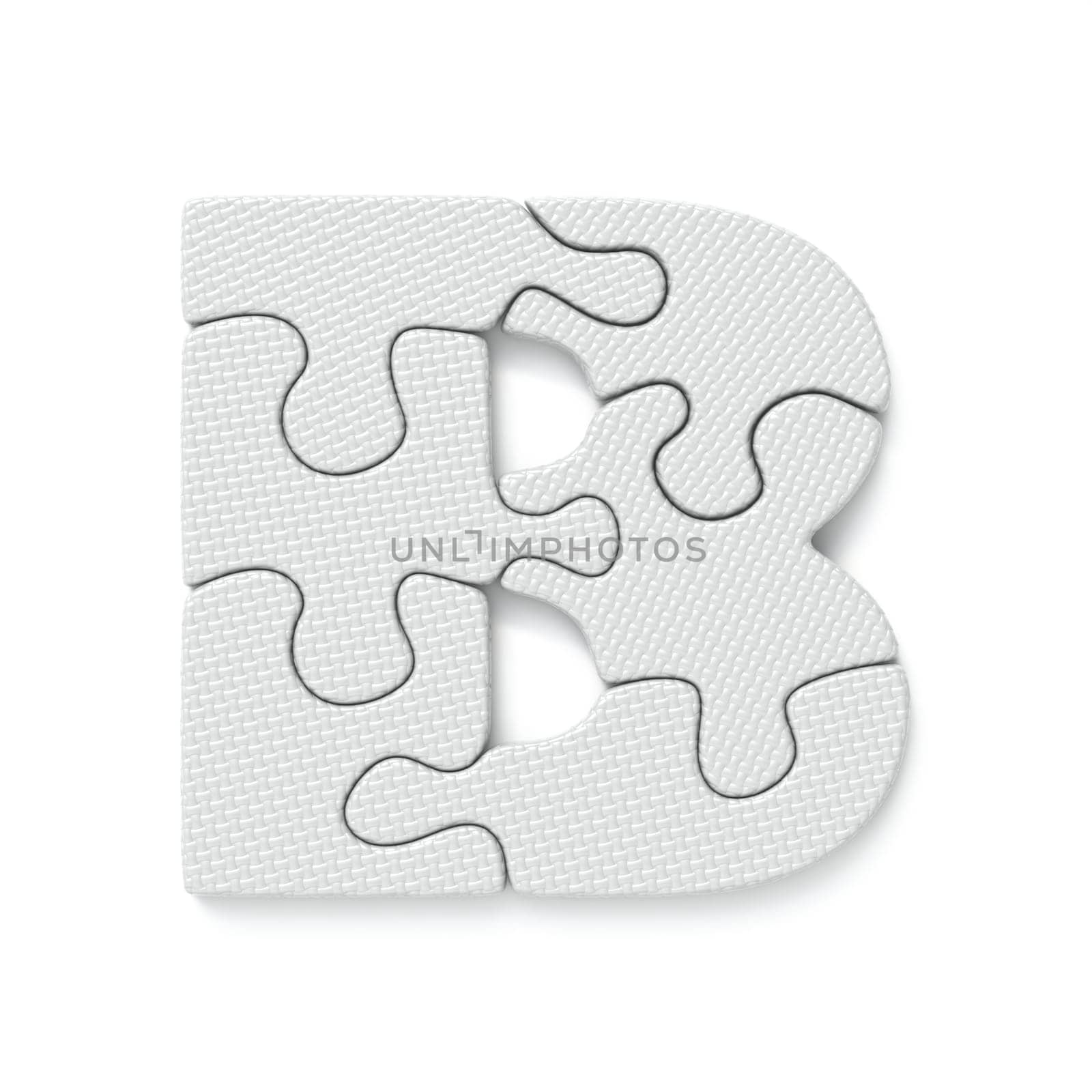 White jigsaw puzzle font Letter B 3D by djmilic
