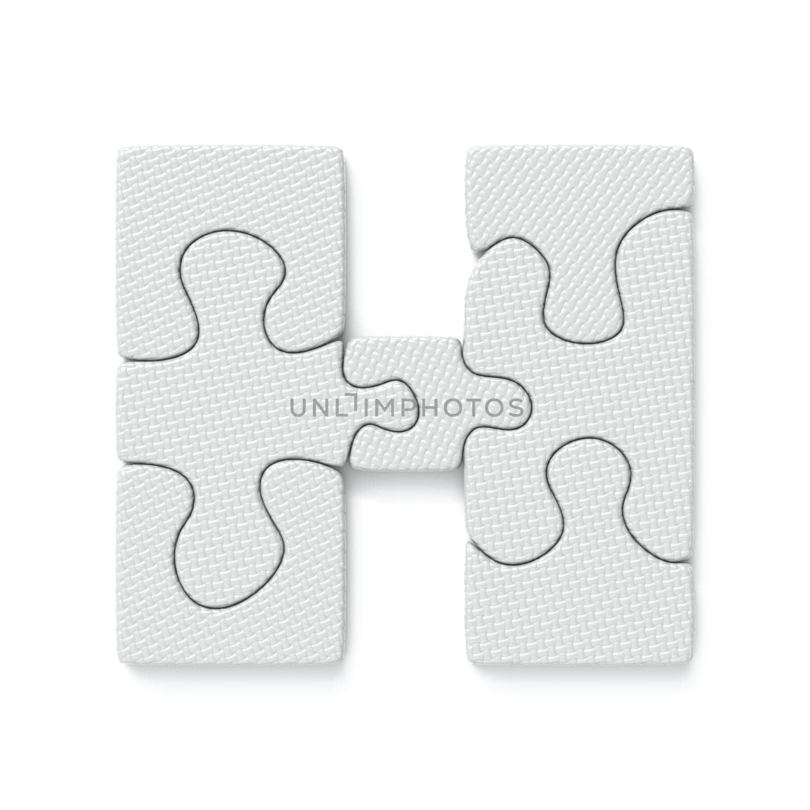 White jigsaw puzzle font Letter H 3D by djmilic