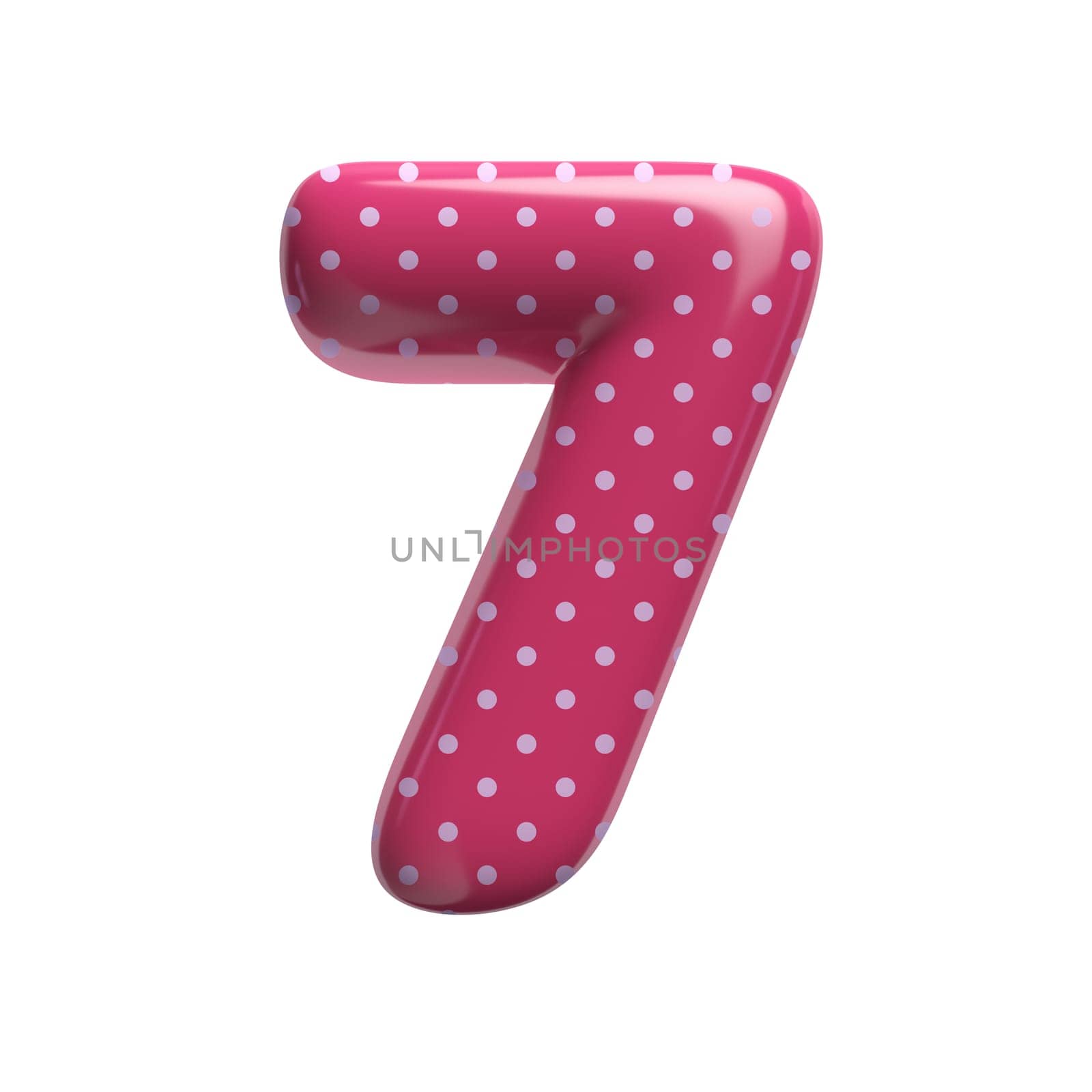 Polka dot number 7 - 3d pink retro digit - Suitable for Fashion, retro design or decoration related subjects by chrisroll