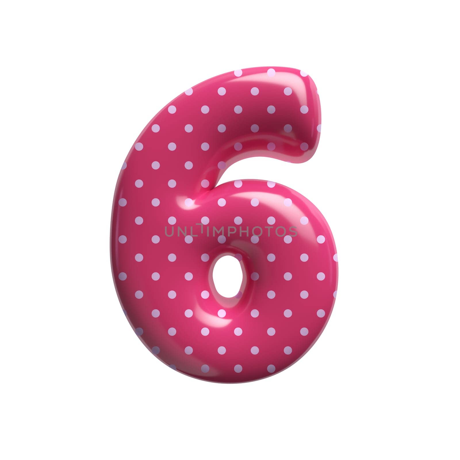 Polka dot number 6 - 3d pink retro digit - Suitable for Fashion, retro design or decoration related subjects by chrisroll