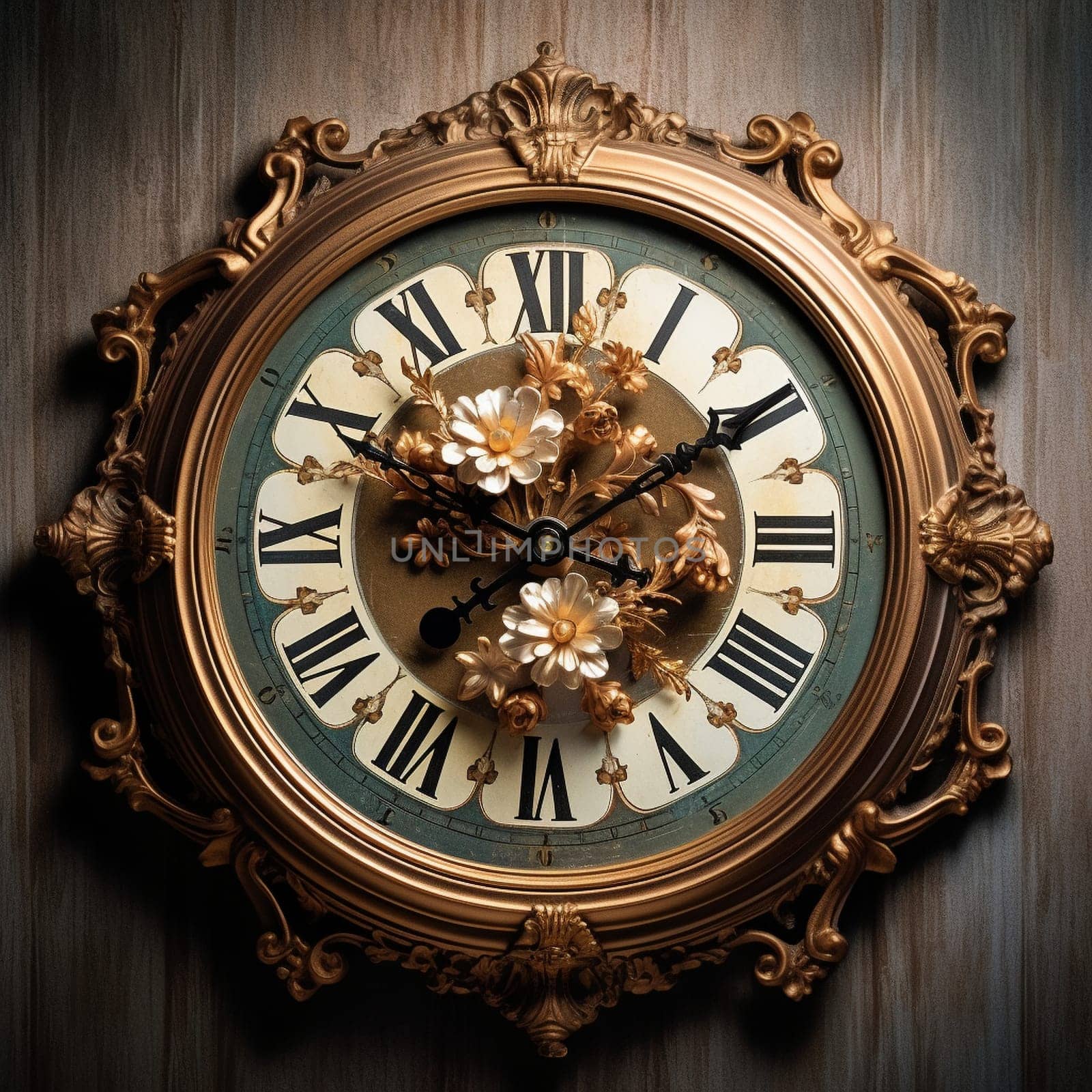 Capture the essence of vintage clocks with a whimsical and nostalgic art style. In this image, a grand vintage clock takes center stage, adorned with intricate details and aged patina. It is placed in a lively and bustling marketplace, surrounded by a diverse array of people, each captivated by its timeless beauty. Some meticulously examine the delicate hands of the clock, while others stand back in awe, mesmerized by its rhythmic tick-tock. The scene is filled with vibrant stalls showcasing antiques, old books, and vintage trinkets. In the background, a lively street café entices patrons to enjoy steaming cups of coffee, seemingly immune to time's passing. The image evokes a longing for a simpler era, where every tick of the clock tells a story of cherished memories and enduring elegance.