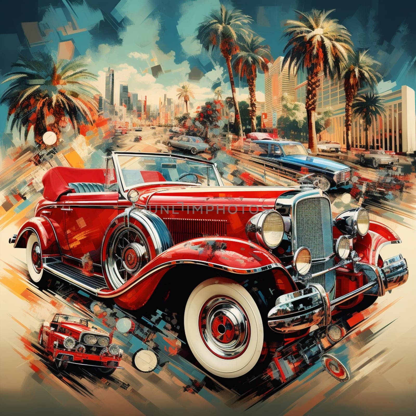 Time-Traveling Adventure: Vintage Cars Collage by Sahin