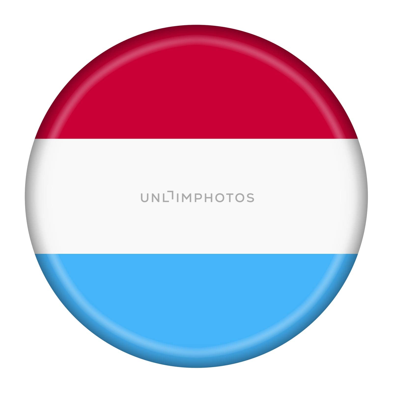 A Luxembourg flag button 3d illustration with clipping path