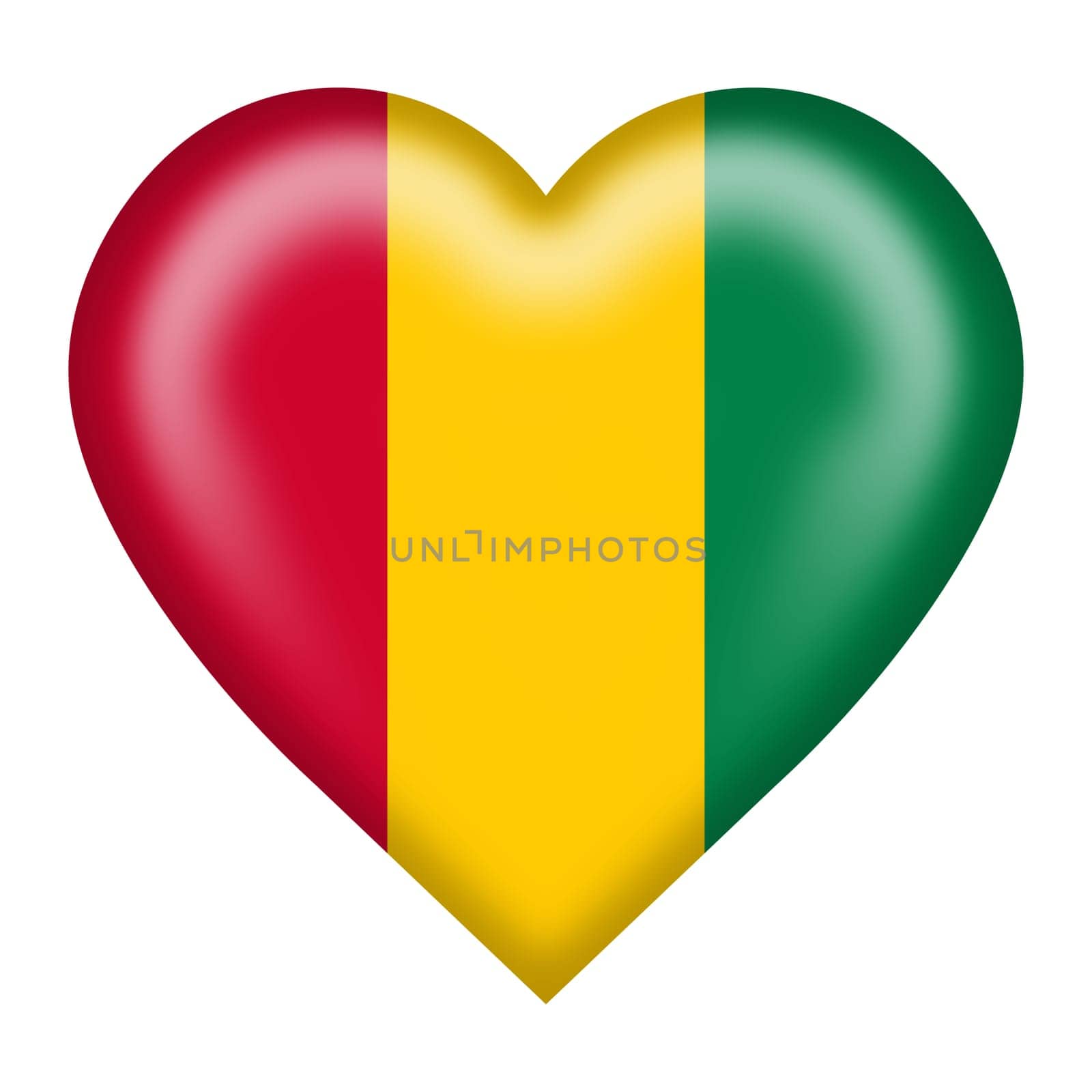 Guinea flag heart button with clipping path by VivacityImages