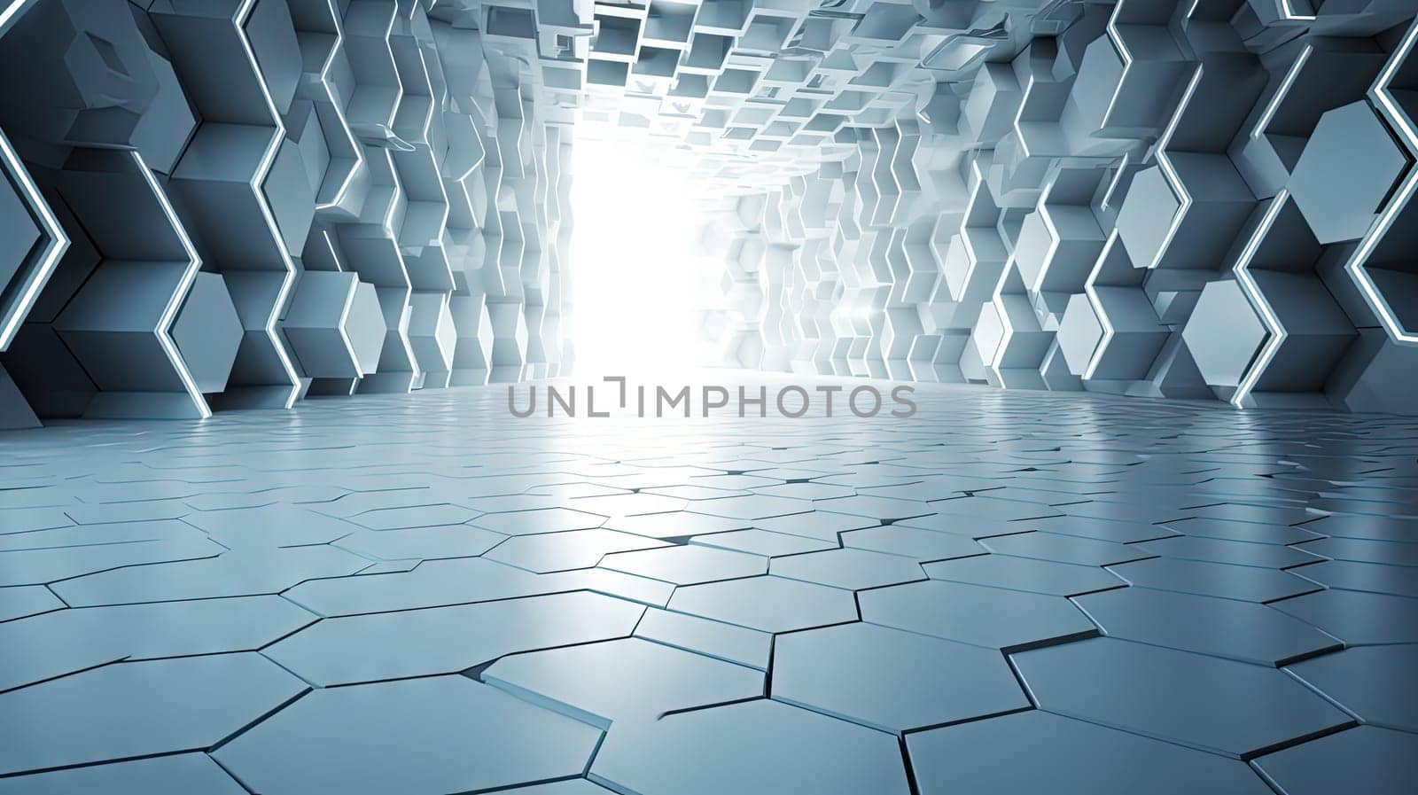 Abstract background with hexagonal tiles. Tech styled hex pattern. Generated AI