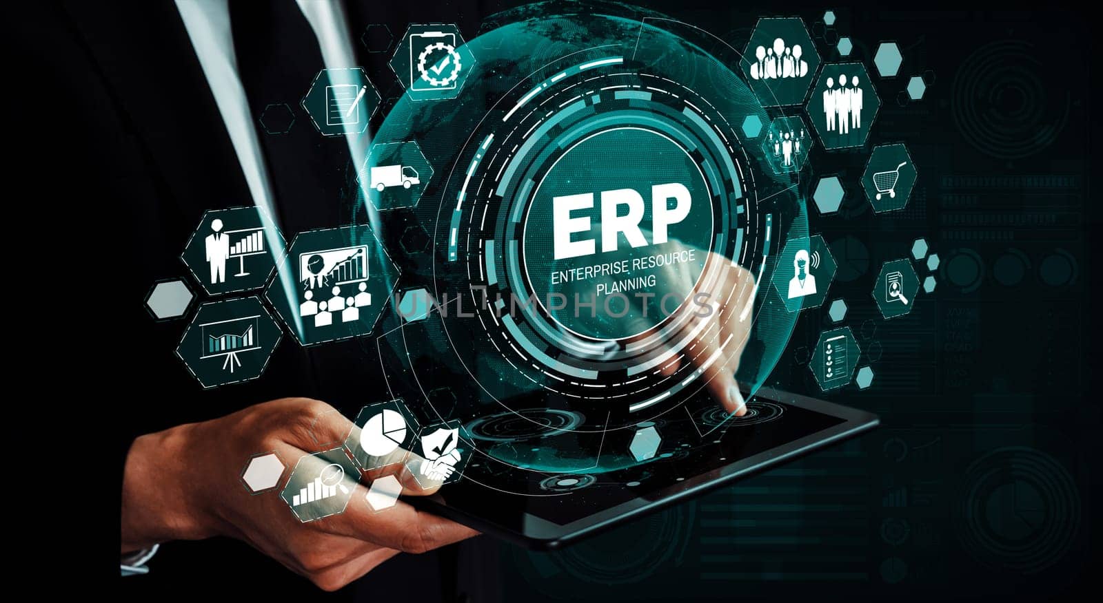Enterprise Resource Management ERP software system for business resources uds by biancoblue