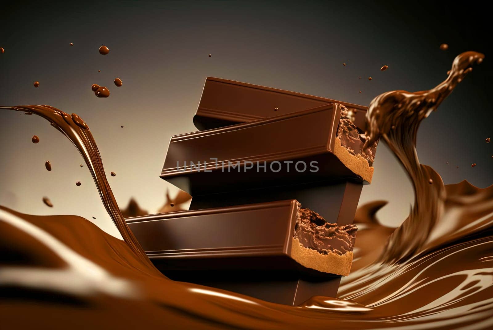 Chocolate bar with a splash of hot cocoa drops