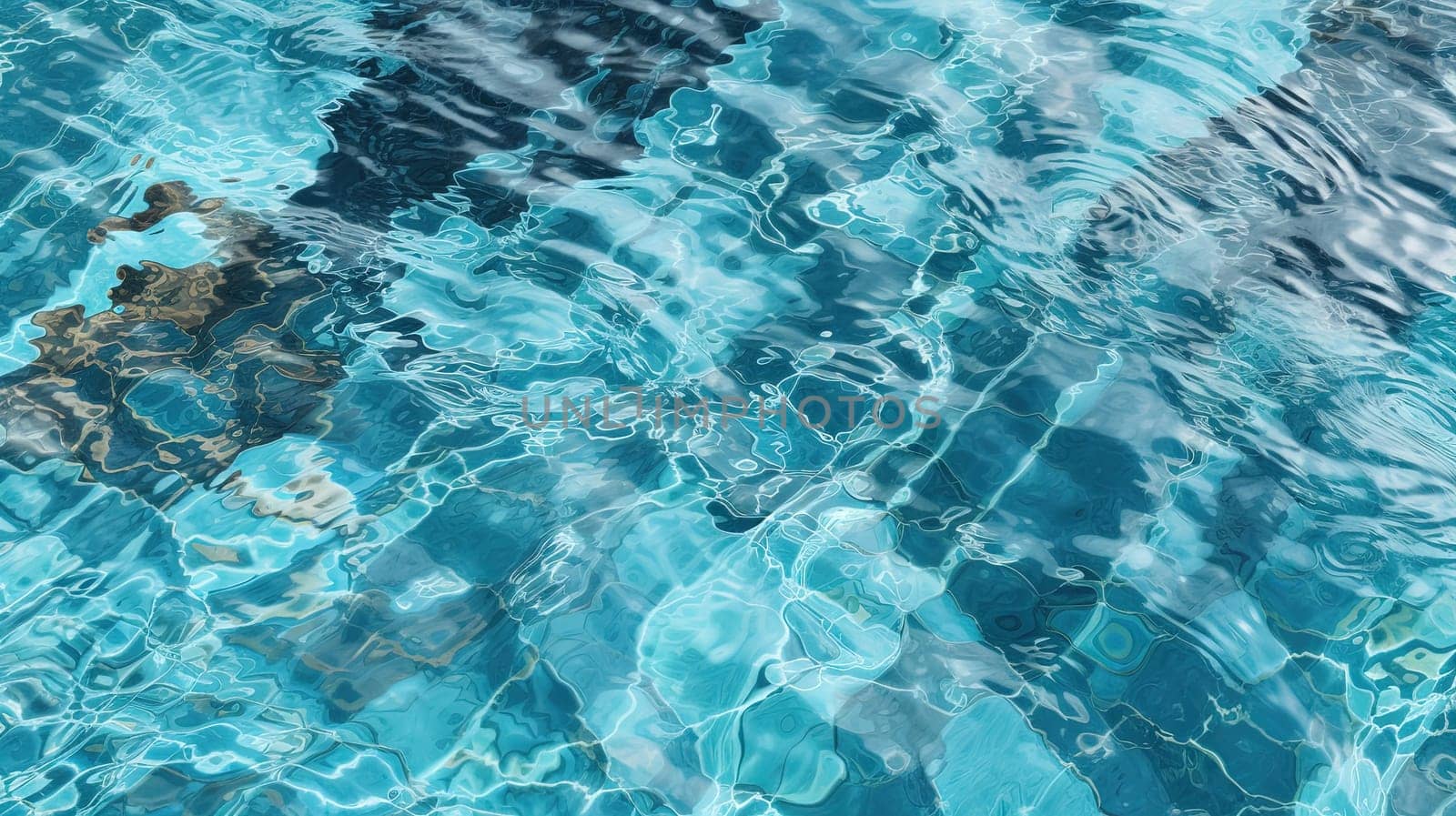 Ripples on the blue pool water. Shiny waves of clean pool water. Generated AI. by SwillKch