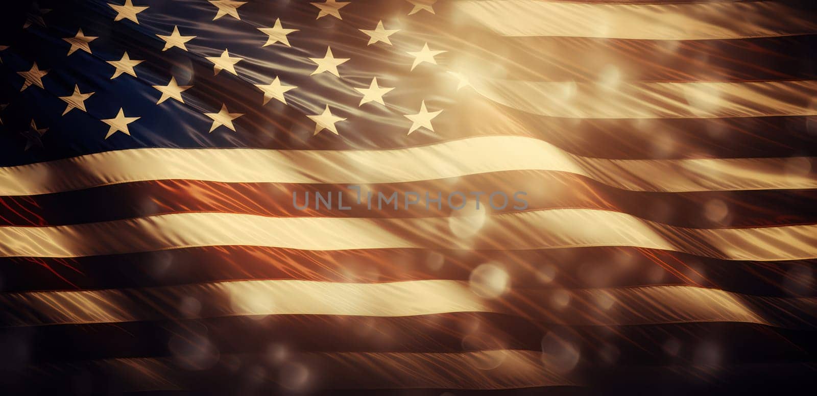 Proud Patriotism: Symbolic American Flag Rippling in the Summer Sky