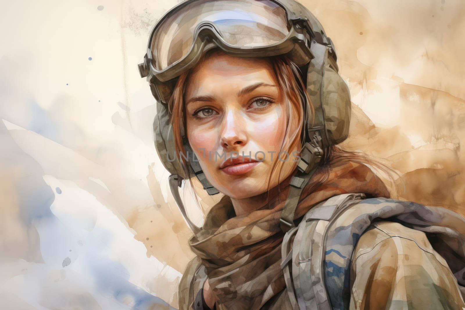Warrior Woman: A Powerful Portrait of a Young Female Soldier in a Military Uniform, Armed with a Rifle for Defense by Vichizh