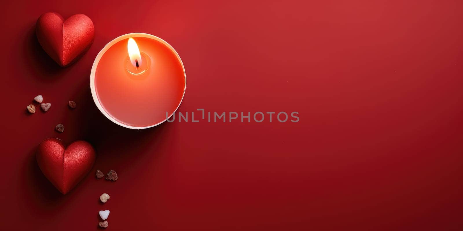 Valentine Background decorate with heart and candle. Generative AI by itchaznong