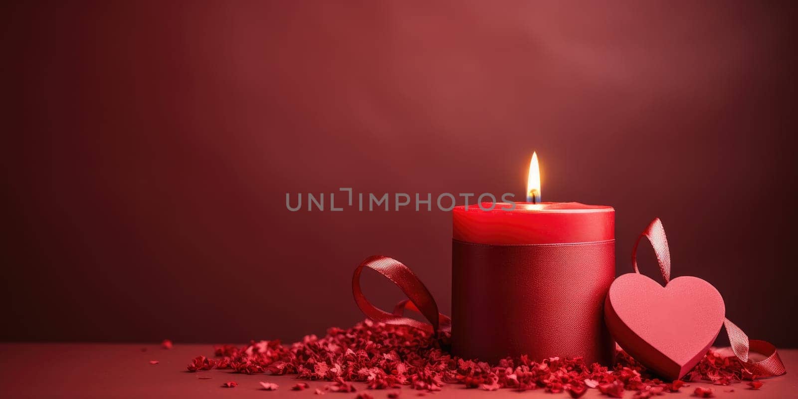 Valentine Background decorate with heart and candle. Generative AI by itchaznong
