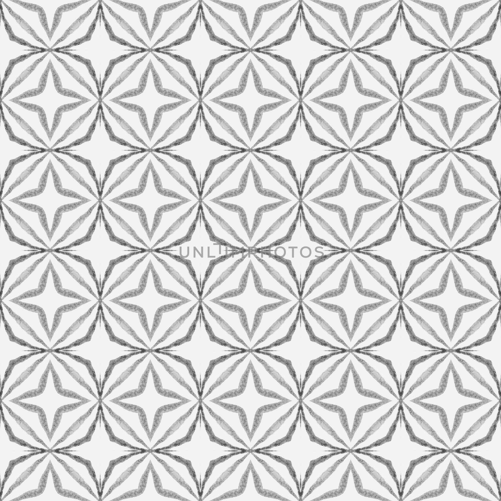 Medallion seamless pattern. Black and white mesmeric boho chic summer design. Watercolor medallion seamless border. Textile ready ideal print, swimwear fabric, wallpaper, wrapping.