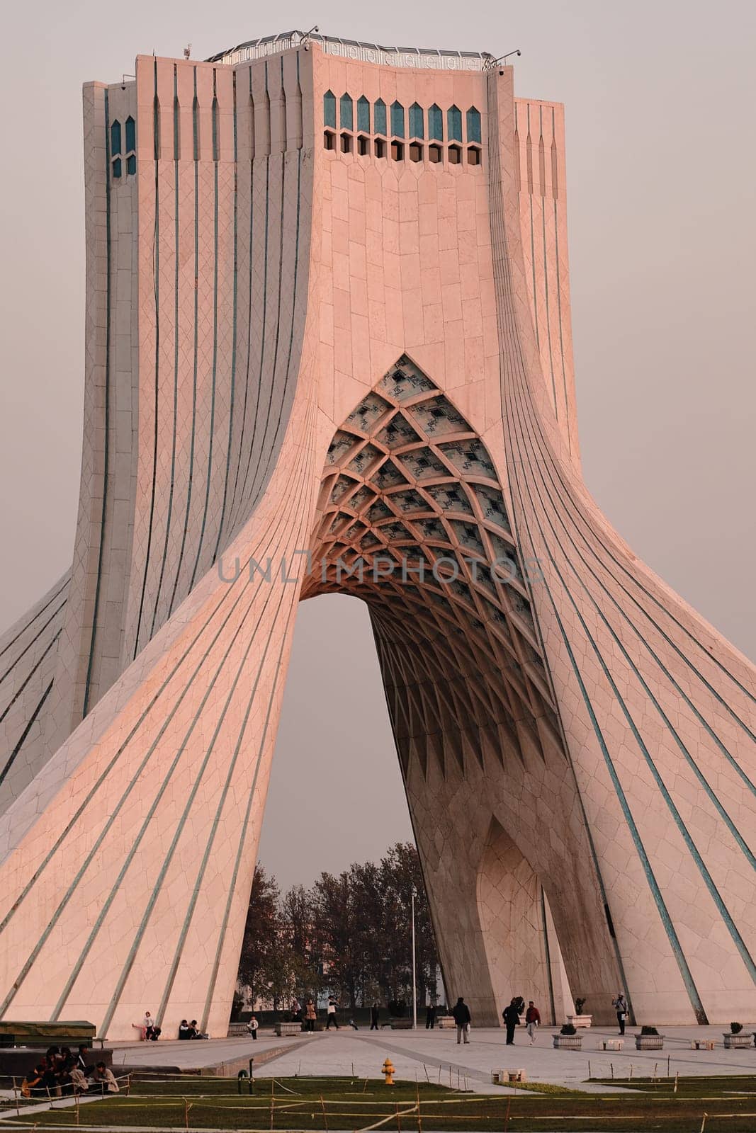 Azadi Tower is a symbol of freedom in Iran, the main symbol of Iran's capital. MS ZI LA Azadi Tower - Freedom Tower, the gateway to Tehran, Popular tourist point at twilight. 02.12.22 Tehran, Iran.