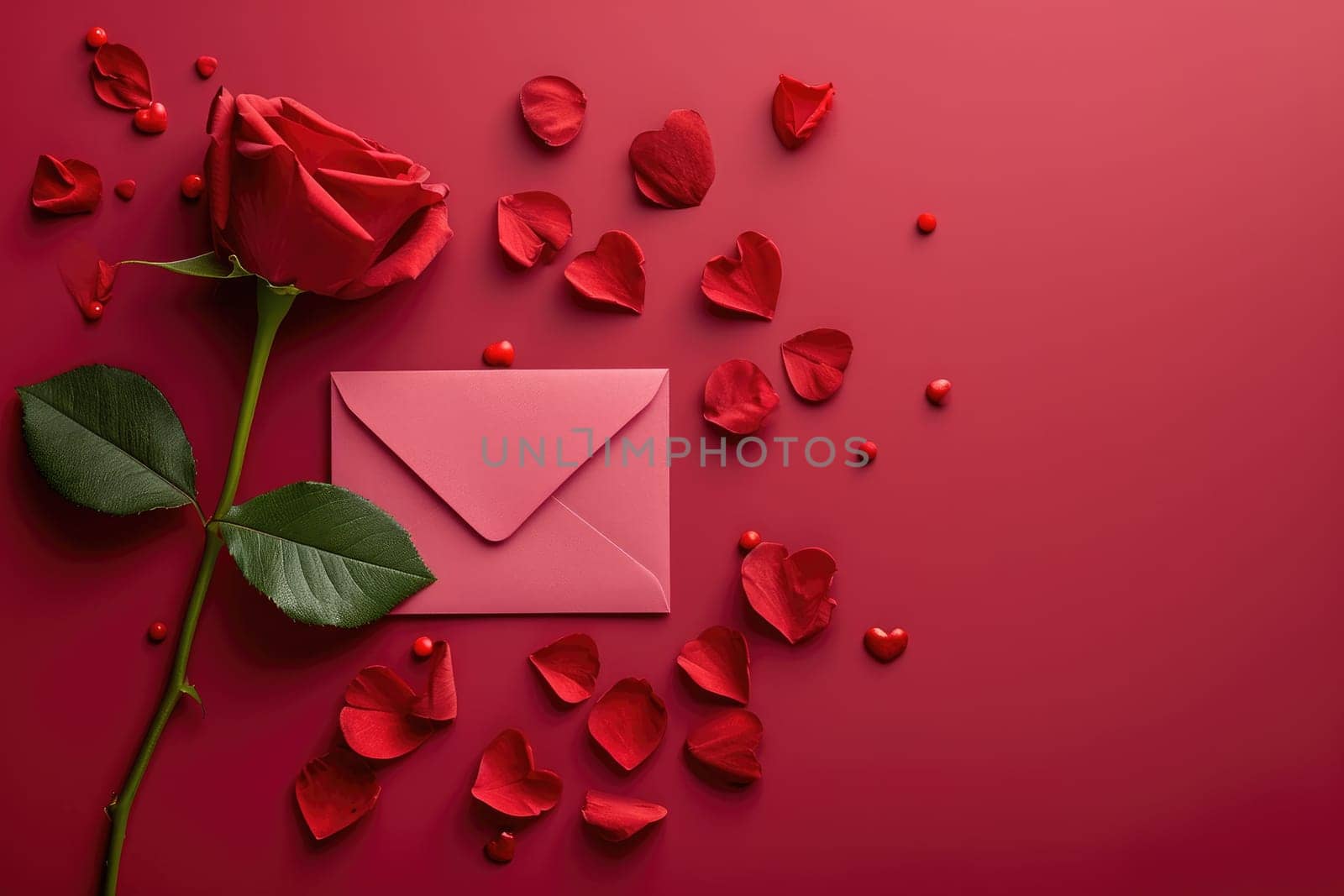 Valentine greeting Letter on background. Generative AI by itchaznong