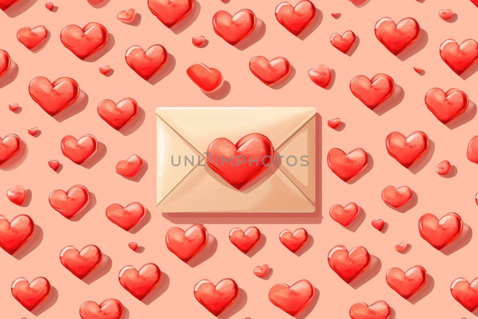 Valentine greeting Letter on background. Generative AI by itchaznong