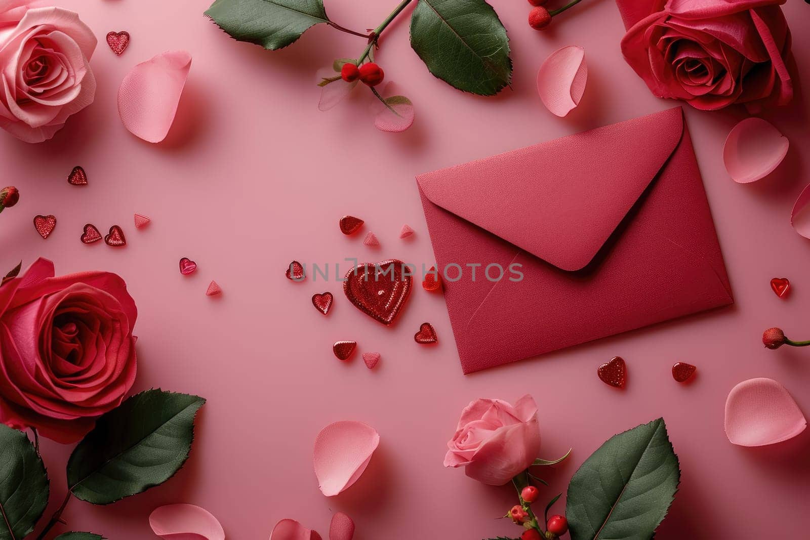 Valentine greeting Letter on background. Generative AI by itchaznong