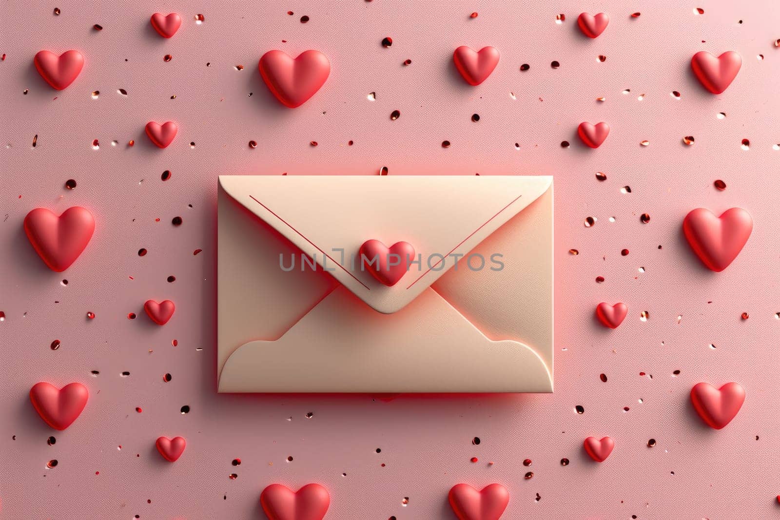 Valentine greeting Letter on background. Generative AI.