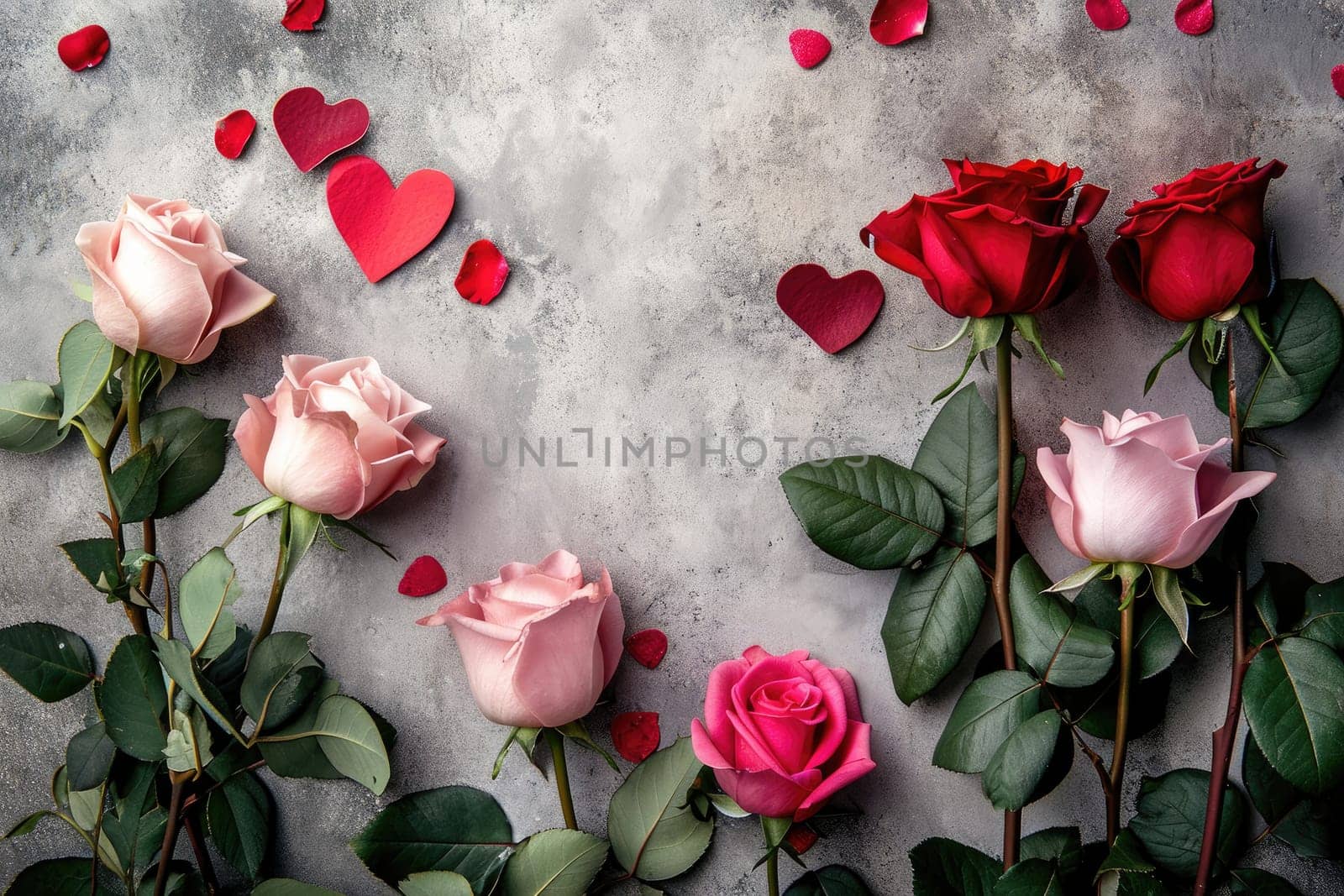 Rose and Heart on background. Valentine festival concept. Generative AI by itchaznong