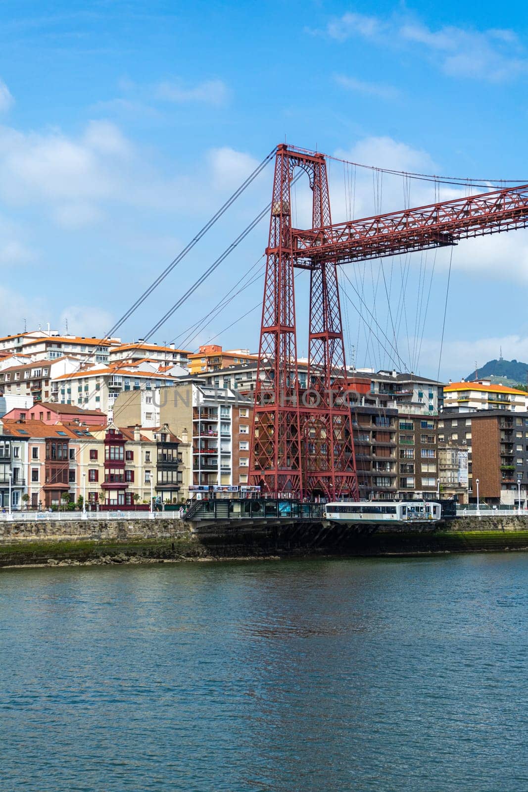 Portugalete, Spain - 12.06.2022: The Bizkaia suspension transporter bridge Puente de Vizcaya in Portugalete, Basque Country, Spain