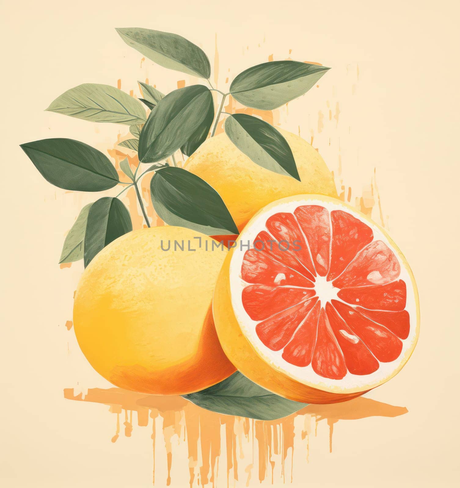 Fresh Juicy Citrus Slices: A Vibrant Slice of Sweetness on a Green Leaf with a Splash of Health and Vitamin C by Vichizh
