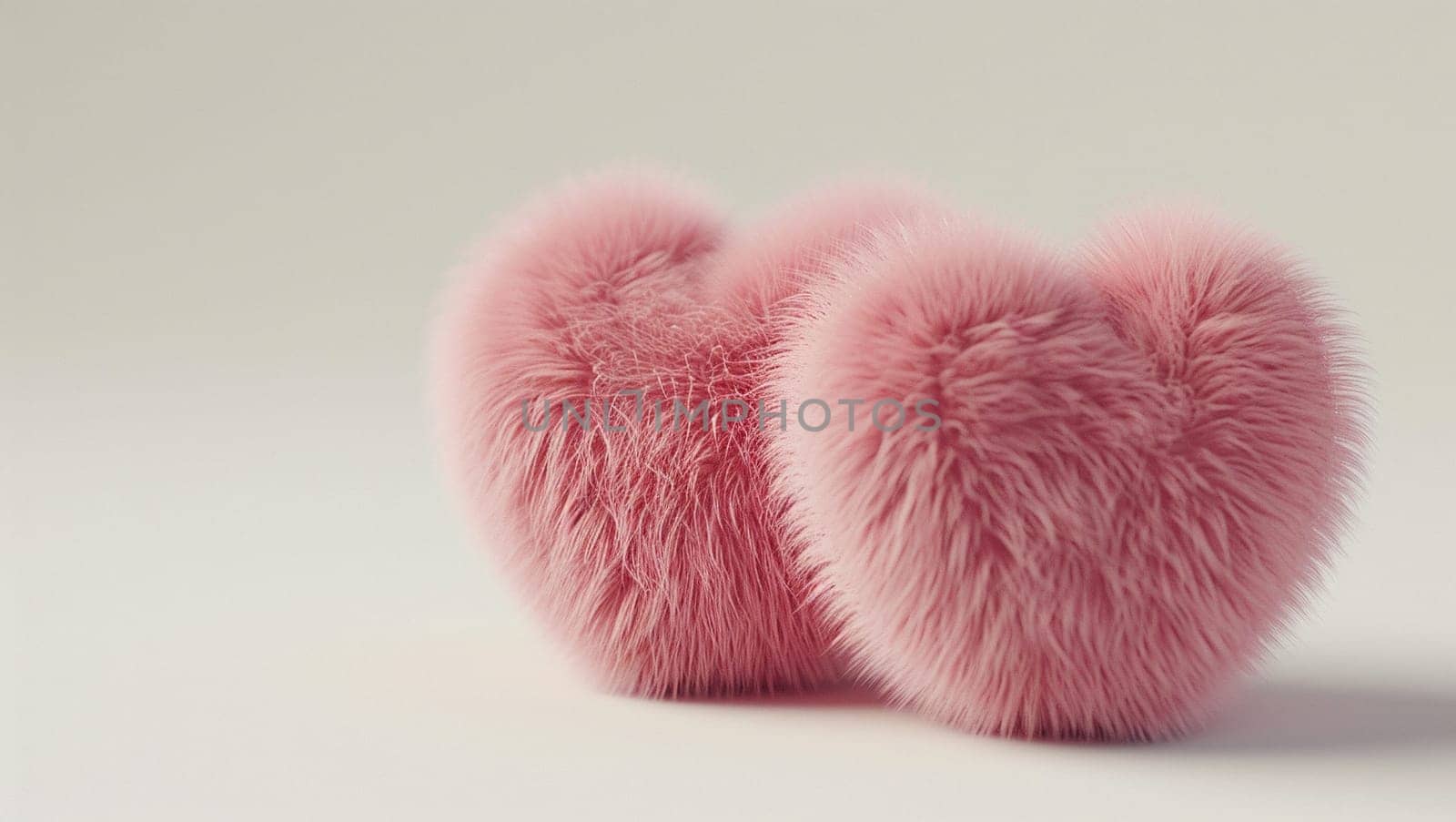 Two lush hearts made of wool. Woollen symbols of love together. Care and trust. High quality photo