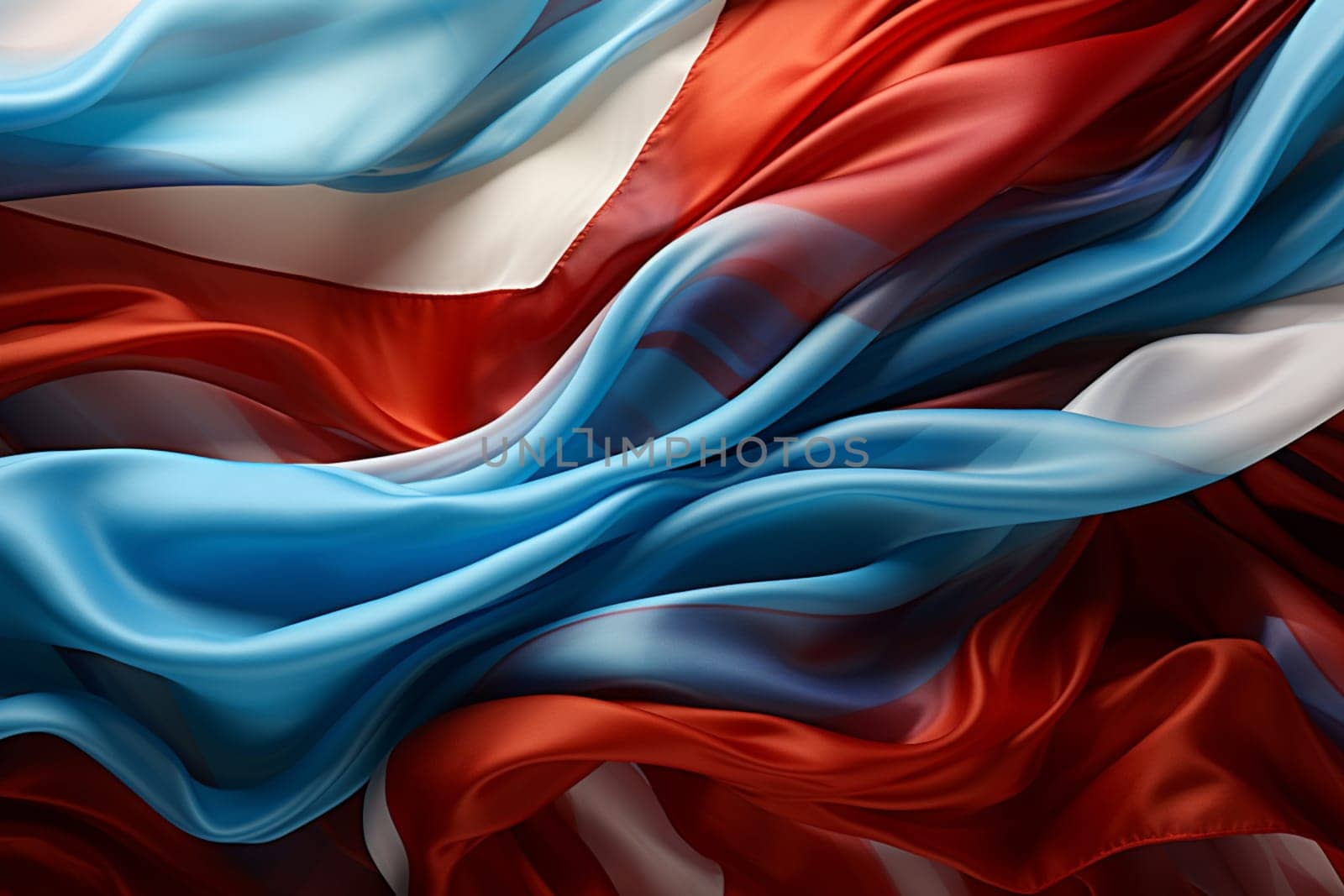 3D Illustration of TriColor Cut Ribbons Waving - Isolated. High quality photo
