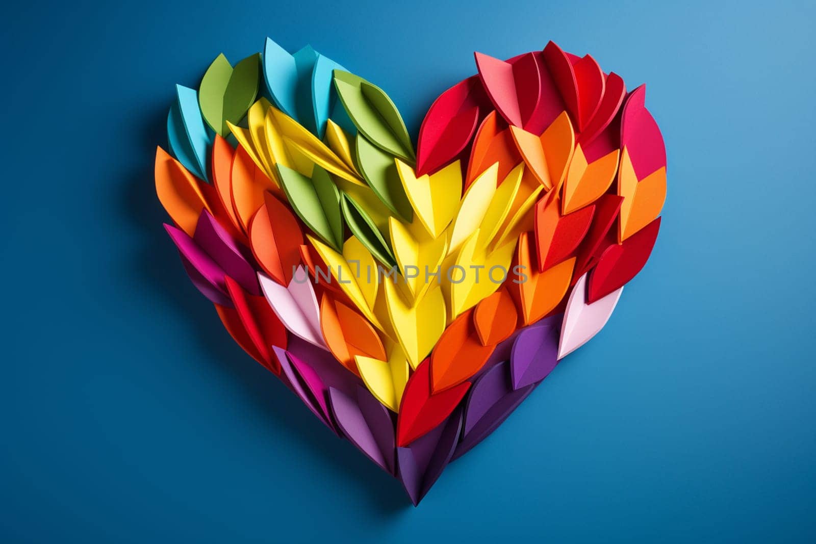 bright heart symbol of rainbow squares isolated on white background. High quality photo
