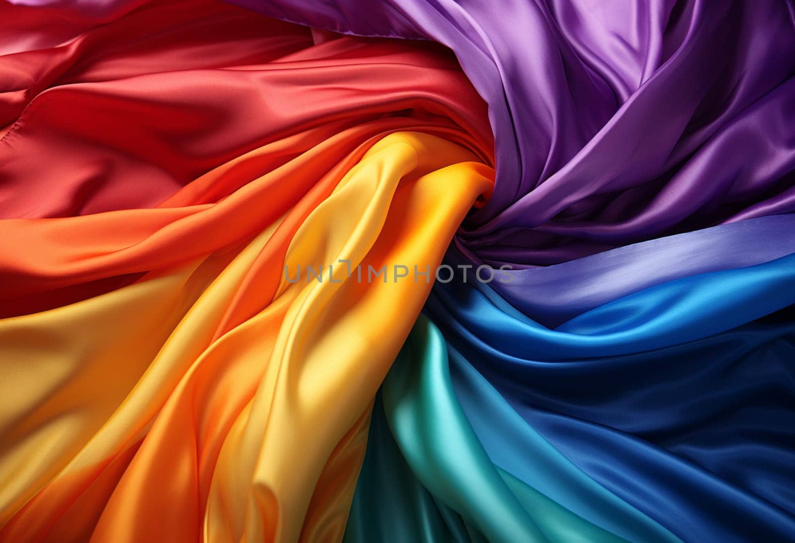 Beautiful colorful fabric rolled in the center forming a rose. High quality photo