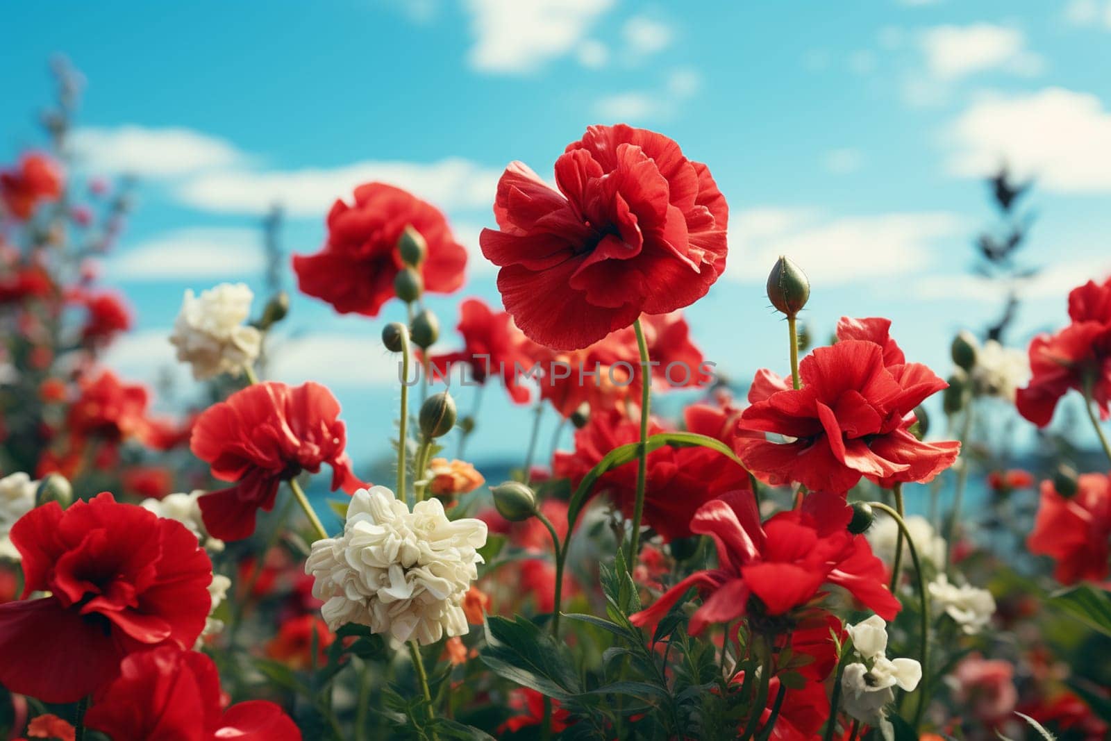 A lot of bright red poppies at spring. High quality photo