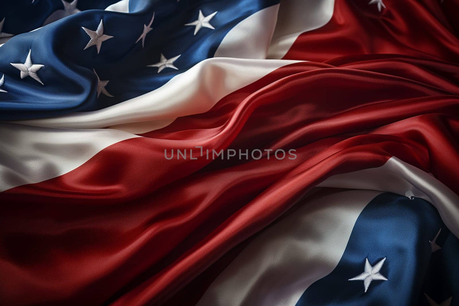 American flag of silk-3D illustration. High quality photo
