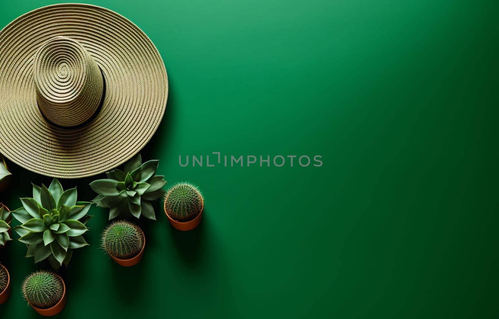 Cinco de Mayo holiday background with Mexican cactus, maracas and party sombrero hat. Top view, flat lay by Andelov13