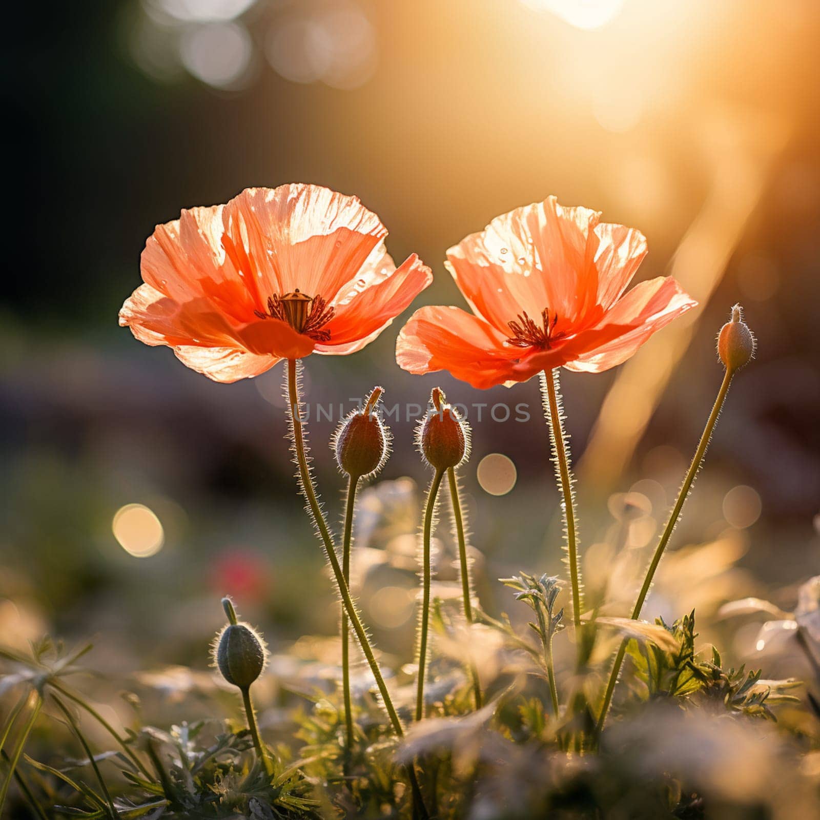 Red poppy flowers in a summer meadow, Papaver rhoeas. High quality photo