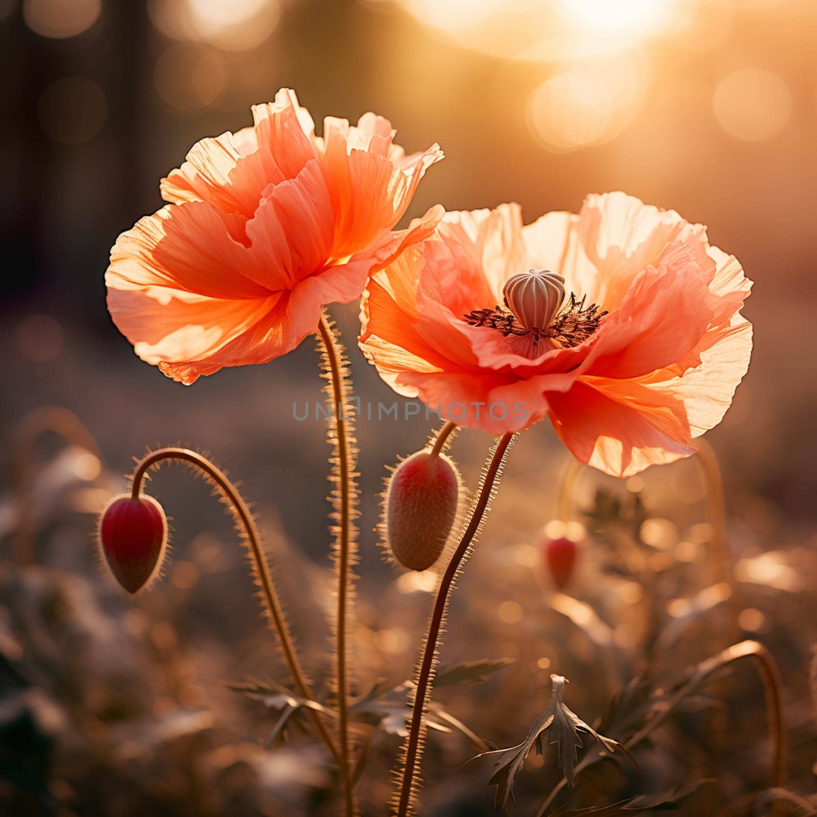 Red poppy flowers in a summer meadow, Papaver rhoeas by Andelov13