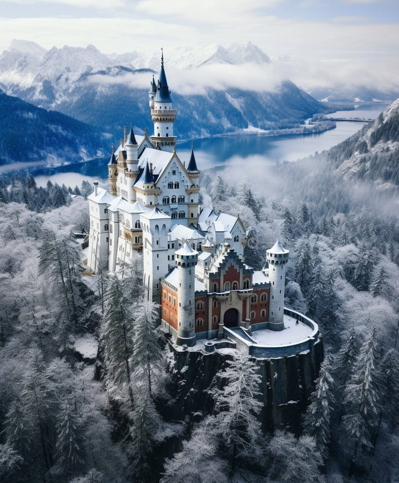 Beautiful view of world-famous Neuschwanstein Castle, the nineteenth-century Romanesque Revival palace built for King Ludwig II on a rugged cliff near Fussen, southwest Bavaria, Germany. High quality photo