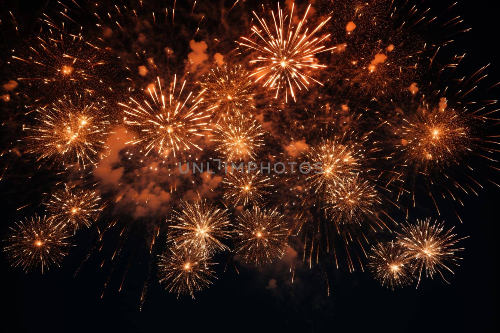 New Year greeting card. Fireworks on a black background. High quality photo
