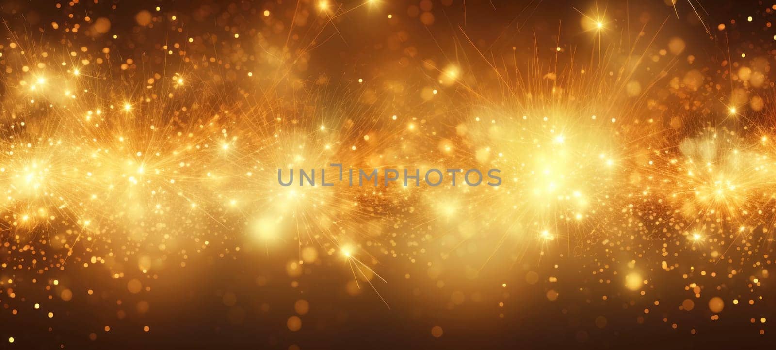 Abstract background with golden fireworks, sparkles, shiny bokeh glitter lights by andreyz