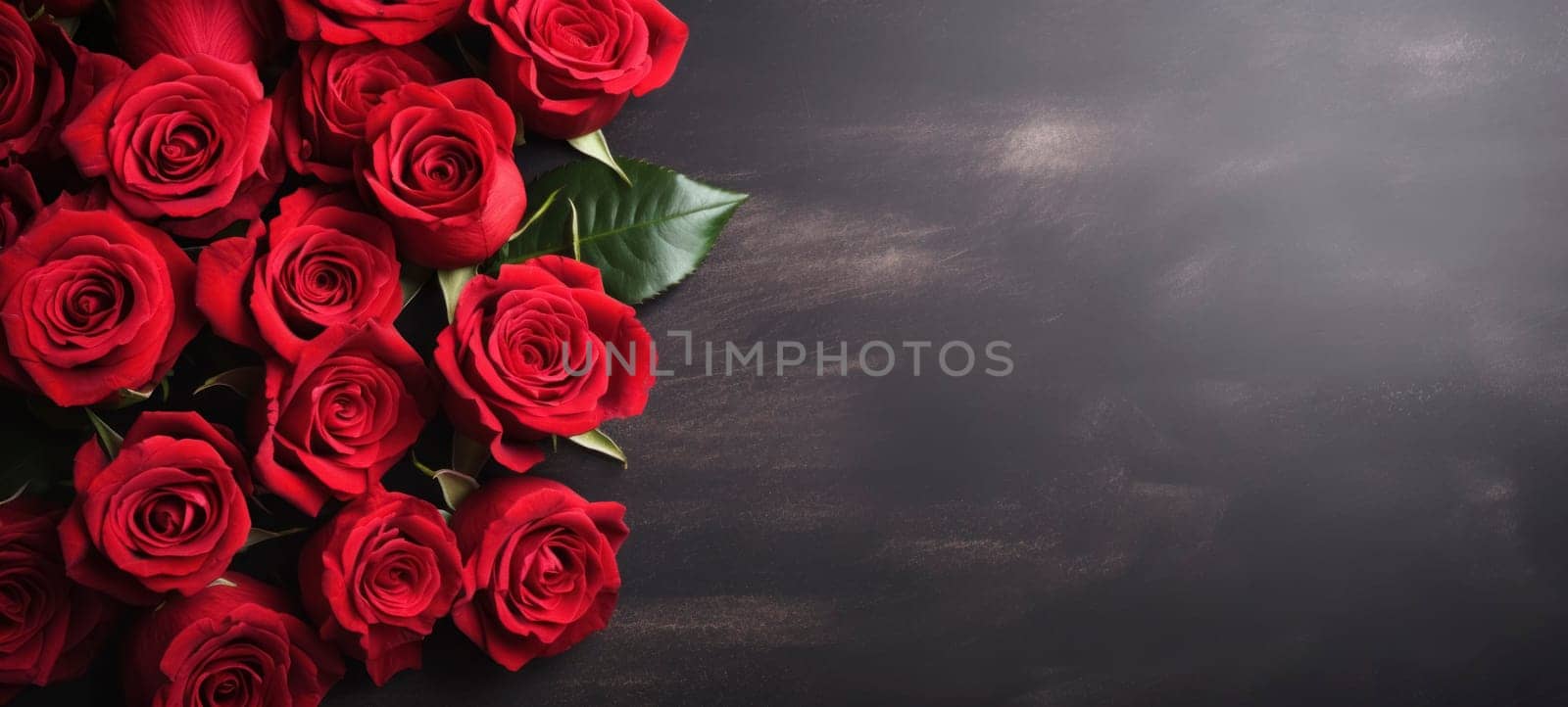 Roses Bouquet and Hearts background. Valentine's Day or wedding background by andreyz