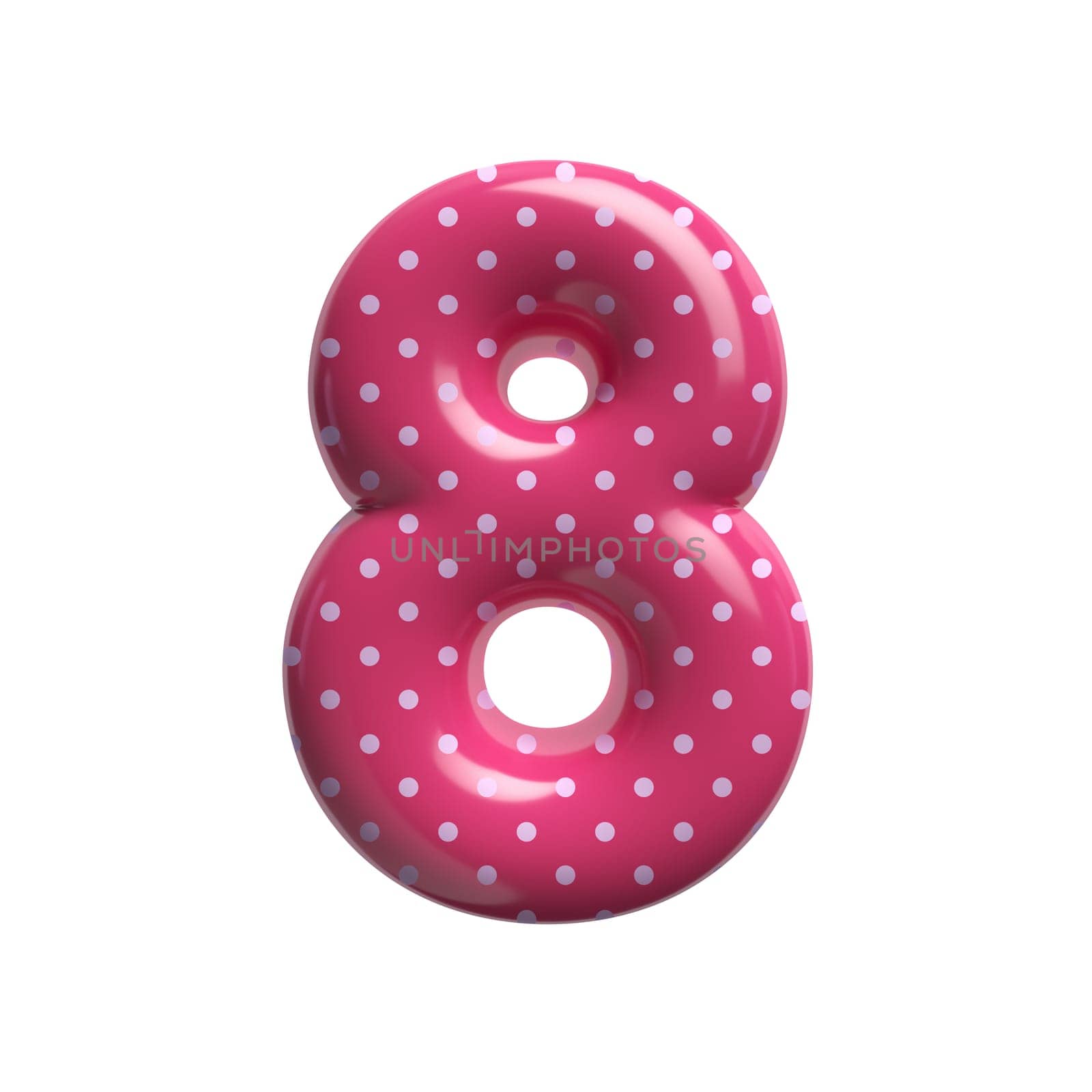 Polka dot number 8 - 3d pink retro digit - Suitable for Fashion, retro design or decoration related subjects by chrisroll