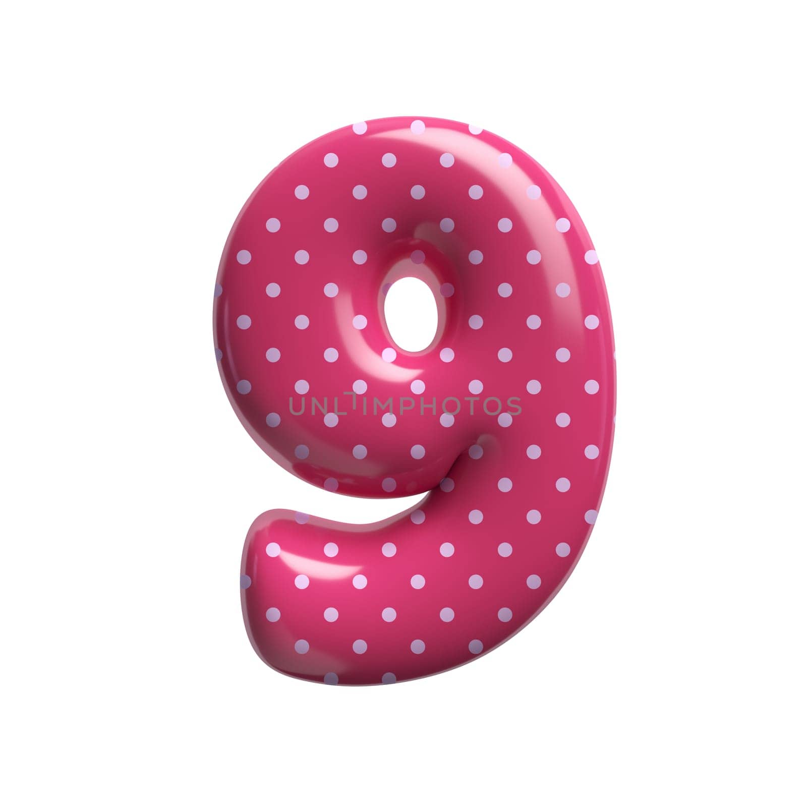 Polka dot number 9 - 3d pink retro digit - Suitable for Fashion, retro design or decoration related subjects by chrisroll