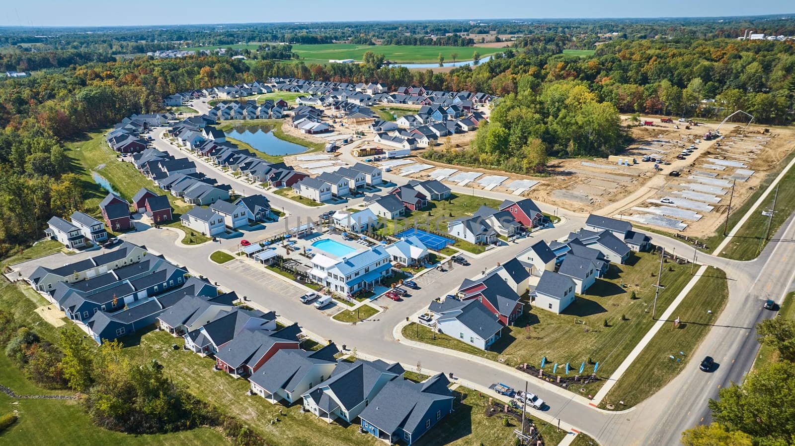 Expanding Suburban Housing Development in Fort Wayne, Indiana - Aerial View