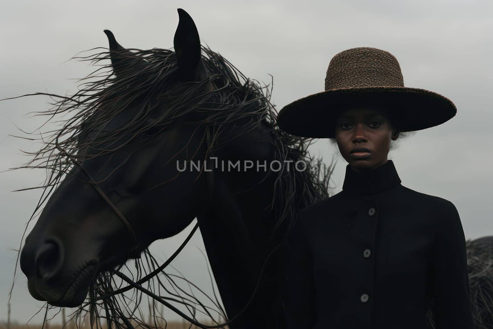 Beautiful Young Woman and Majestic Stallion, a Portrait of Equestrian Harmony and Natural Beauty in an Outdoor Summer Field by Vichizh