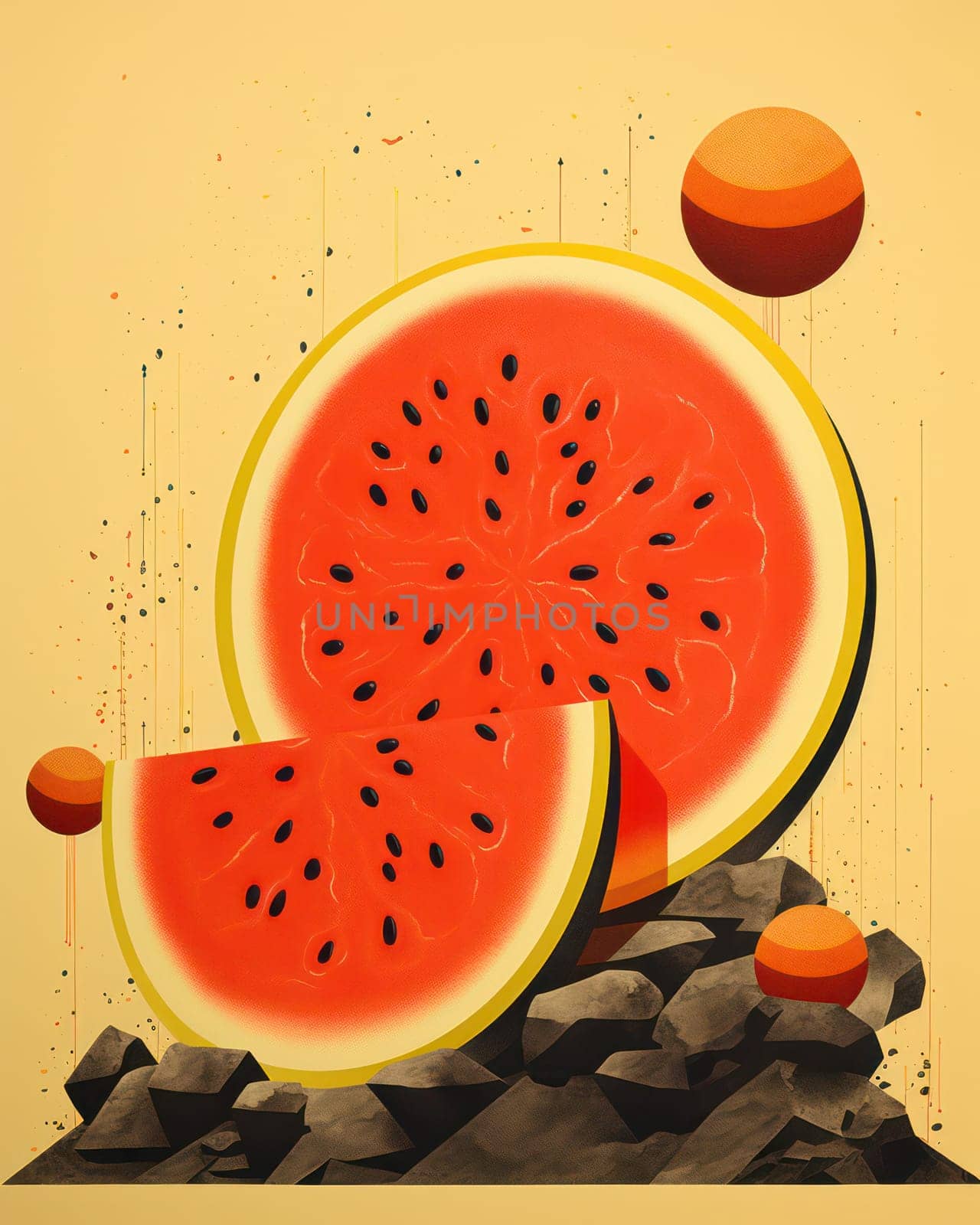 Juicy Slice of Fresh Summer Watermelon on Organic Red Background: A Tangy and Sweet Delight