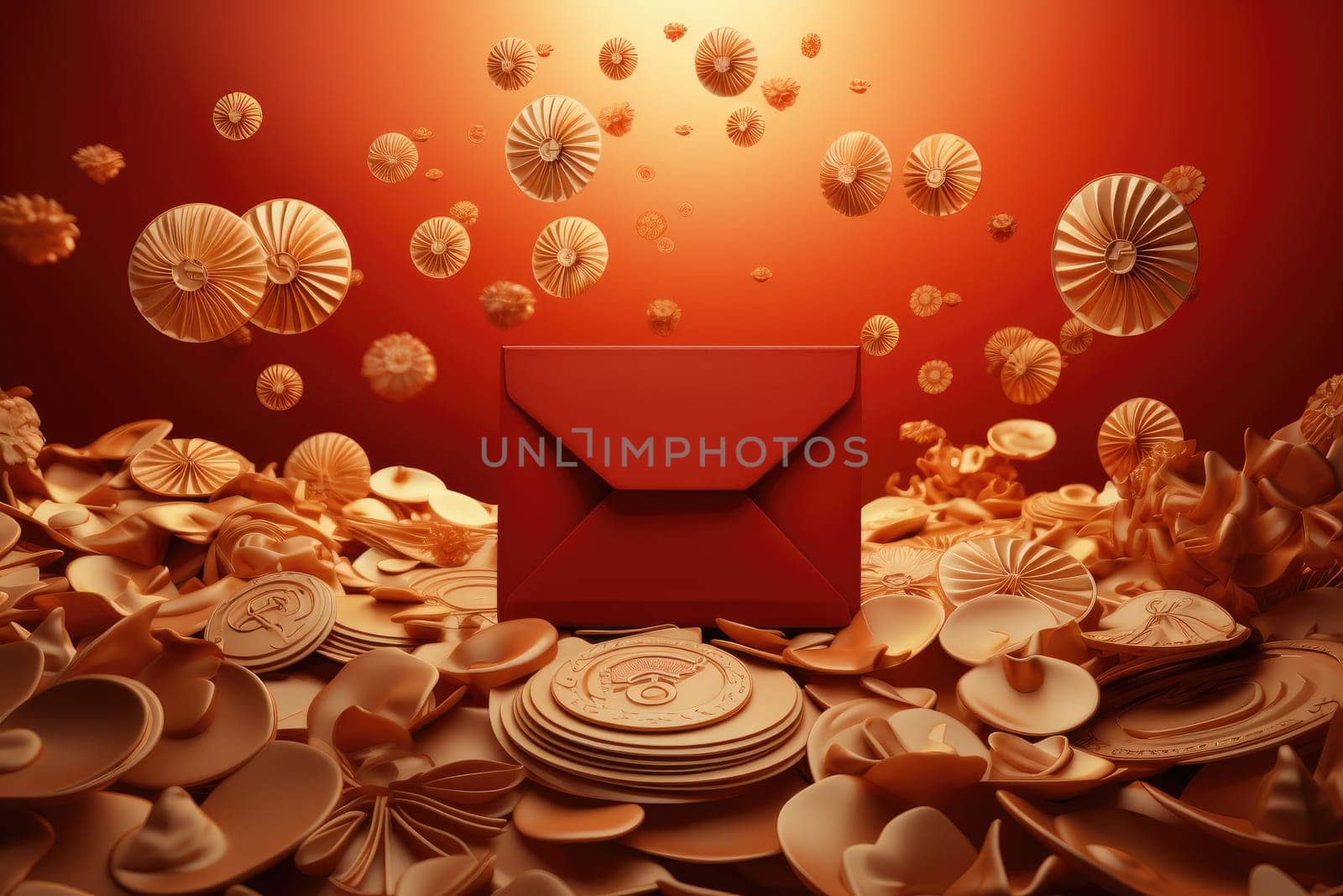 Chinese New Year paper cut concept and background, Generate with Ai by prathanchorruangsak