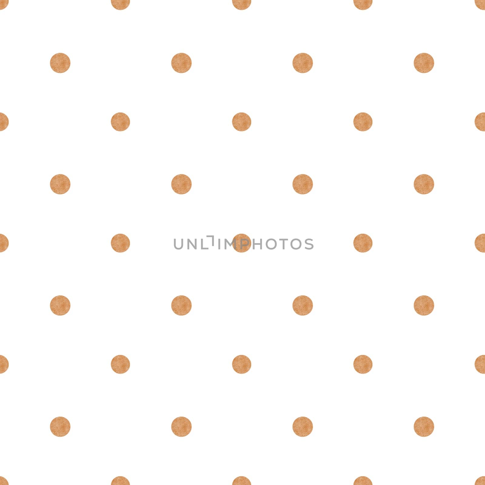 Watercolor seamless pattern of brown dots on a white background. Simple drops, brush strokes in the shape of a circle. Handmade dotted background pattern in minimalism and boho style. For printing on fabrics and bed linen. High quality illustration