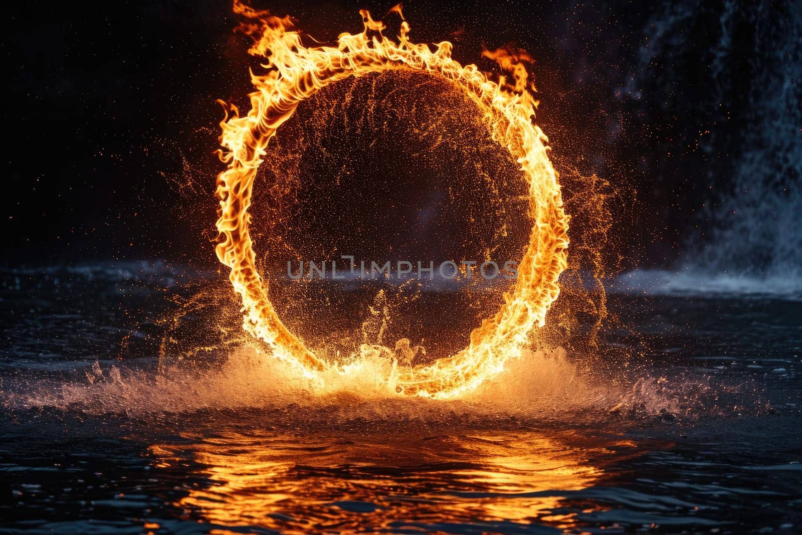 Abstract background circle fire frame. Generative AI.