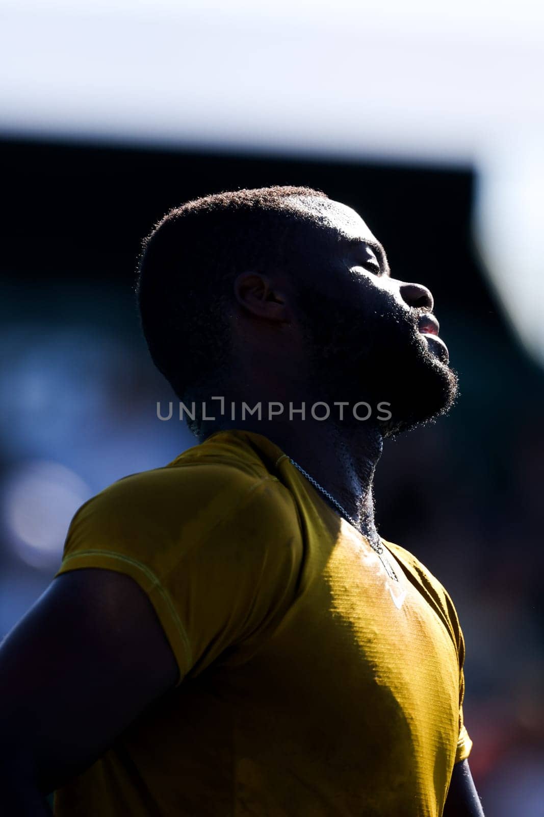 MELBOURNE, AUSTRALIA - JANUARY 10: Frances Tiafoe of USA reacts whilst playing against Zhang Zhi Zhen of China during day one of the 2024 Kooyong Classic at Kooyong on January 10, 2024 in Melbourne, Australia.